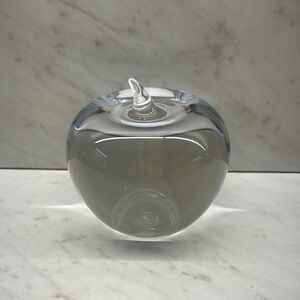 Tiffany & Company Clear Glass Apple Paperweight- Decorative Home Art